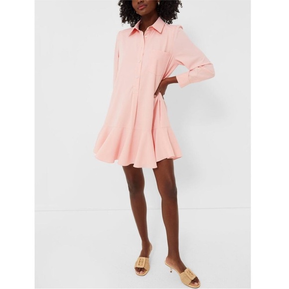 Tuckernuck Dresses & Skirts - NWT TUCKERNUCK Peach Pink Crepe Callahan Collared Button Down Shirt Dress Size L